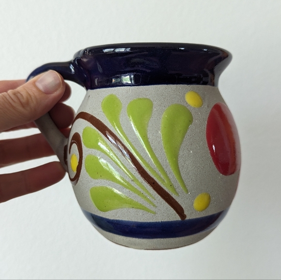 Vintage Mexican Folk Art Hand Painted Terracotta Pottery Stoneware Mug Butterfly - Picture 7 of 13